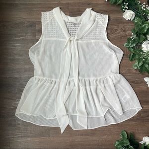 Elle White Sheer Top With Bow